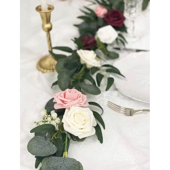 25 Count | Blush Pink & Champagne Artificial Flowers Wedding Bouquet Centerpiece - Picture 3 of 4